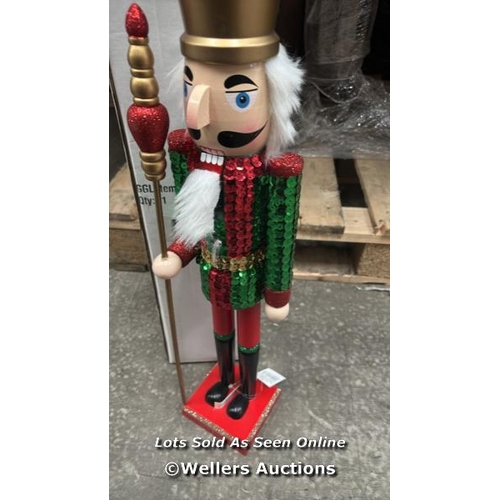 1031 - RED / GREEN SEQUIN NUTCRACKER, APPEARS NEW OPEN BOX / LOCATED IN DARTFORD