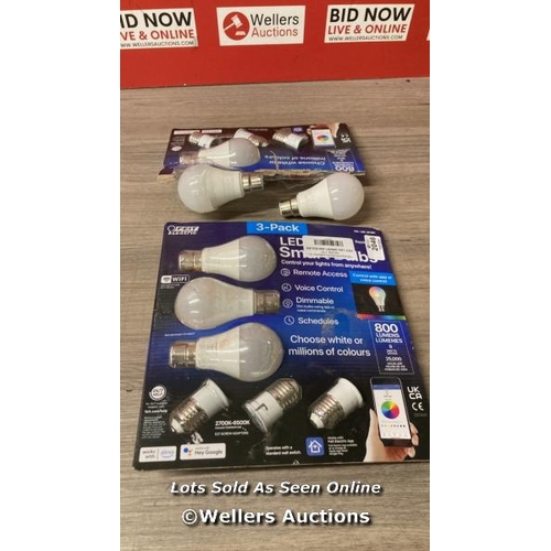 2046 - FEIT LED SMART A60 BULBS / MINIMAL SIGNS OF USE / SOME NEW IN OPEN PACKAGING / PALLET 1