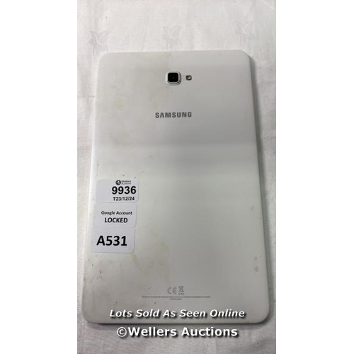 9936 - SAMSUNG TABLET/MODEL:SM-T580/GOOGLE ACCOUNT LOCKED