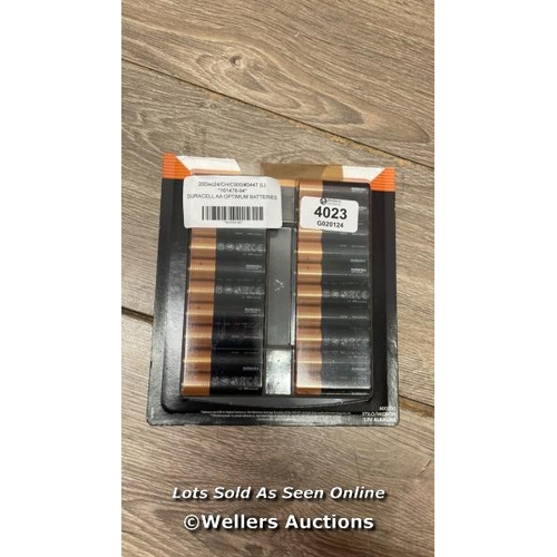 4023 - DURACELL AA OPTIMUM BATTERIES / NEW / OPEN PACKAGING / D9