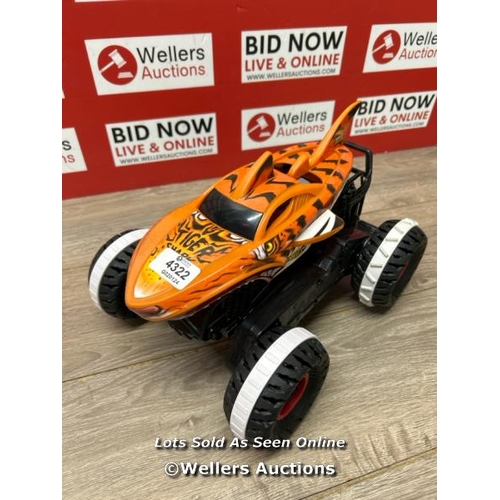 4322 - HOT WHEELS MONSTER TRUCKS REMOTE CONTROL CAR, UNSTOPPABLE TIGER SHARK WITH TREAD ATTACK TIRES AND TE... 