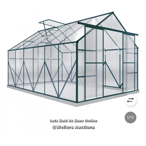 4822 - OUTSUNNY 8X12FT ALUMINIUM GREENHOUSE / APPEARS NEW / OPEN BOX / BACKDOOR