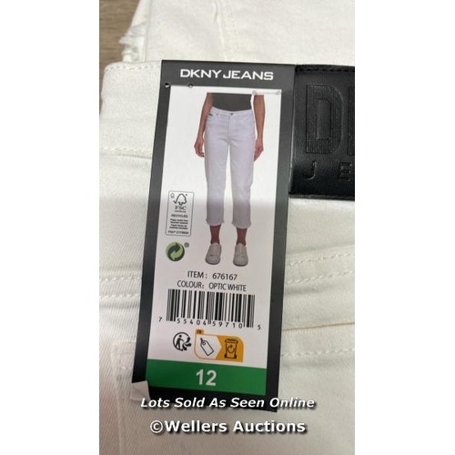 5001 - 7X LADIES NEW DKNY CROPPED JEANS / WHITE / UK 12 / B3