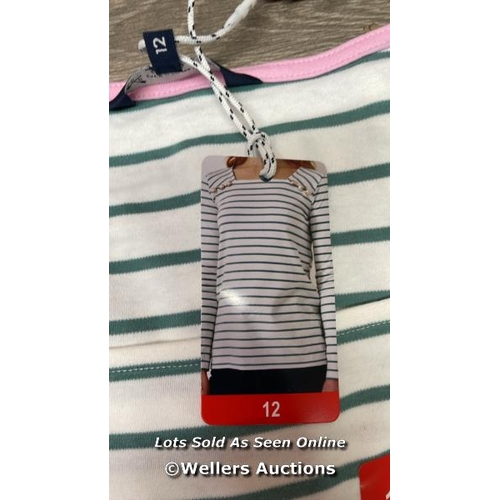 5036 - 11X LADIES NEW CREW CLOTHING COMPANY SQUARE NECK BRETON BUTTON STRIPED TOP / SIZE 12 / F10