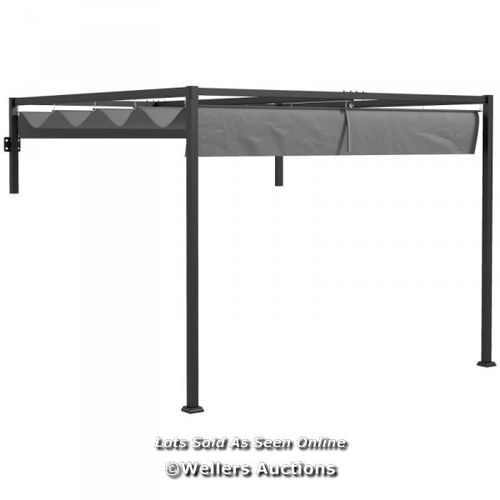 8005 - RRP: 179.99 - OUTSUNNY 2 X 3(M) LEAN TO STEEL PERGOLA, WITH MOVING FABRIC CANOPY - DARK GREY / PLEAS... 