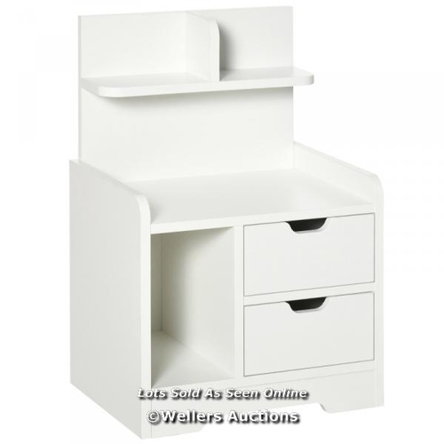 8007 - RRP: 49.99 - BEDSIDE TABLE, SMALL BEDSIDE CABINET WITH 2 DRAWERS AND STORAGE SHELVES, ACCENT TABLE /... 