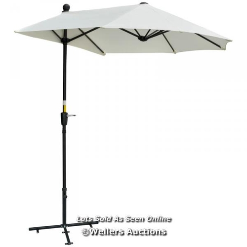 8032 - RRP: 119.99 - OUTSUNNY 2M HALF PARASOL MARKET UMBRELLA GARDEN BALCONY PARASOL WITH CRANK HANDLE, BAS... 