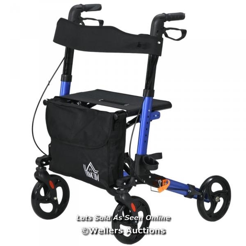 8035 - RRP: 119.99 - 4 WHEEL ROLLATOR WITH SEAT AND BACK, FOLDING MOBILITY WALKER WITH CARRY BAG, ADJUSTABL... 