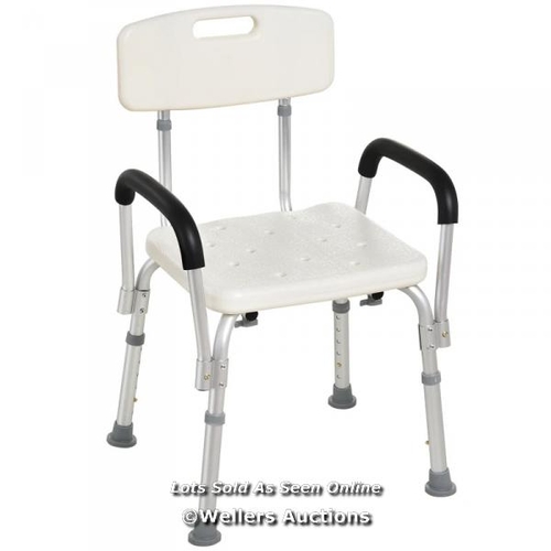 8037 - RRP: 49.99 - ADJUSTABLE SHOWER CHAIR, SHOWER SEAT, PORTABLE MEDICAL STOOL WITH ADJUSTABLE BACK AND A... 