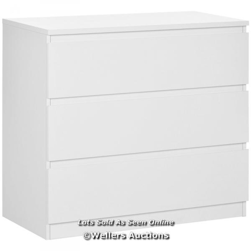 8057 - RRP: 99.99 - CHEST OF DRAWERS, 3-DRAWER STORAGE ORGANISER UNIT FOR BEDROOM, LIVING ROOM, WHITE / PLE... 