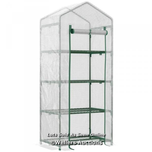 8174 - RRP: 39.99 - OUTSUNNY 4 TIER MINI GREENHOUSE, PORTABLE COMPACT GREEN HOUSE WITH STEEL FRAME, PE COVE... 