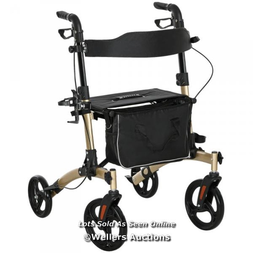 8185 - RRP: 159.99 - FOLDING ROLLATOR WITH CANE HOLDER, ADJUSTABLE HANDLE HEIGHT AND ALUMINUM FRAME, 4 WHEE... 