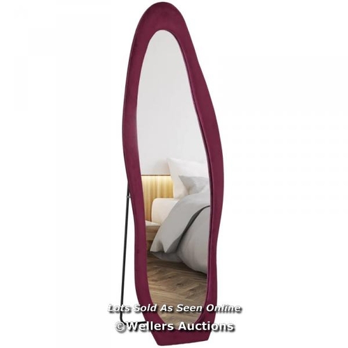 8255 - RRP: 99.99 - WAVY VELVET-FEEL FULL LENGTH MIRROR - WINE RED / PLEASE NOTE - INTERNET STOCK IMAGE USE... 