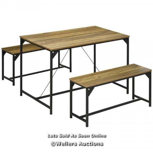 8257 - RRP: 109.99 - DINING TABLE AND BENCH SET FOR 4, KITCHEN TABLE WITH 2 BENCHES, SPACE SAVING DINING RO... 