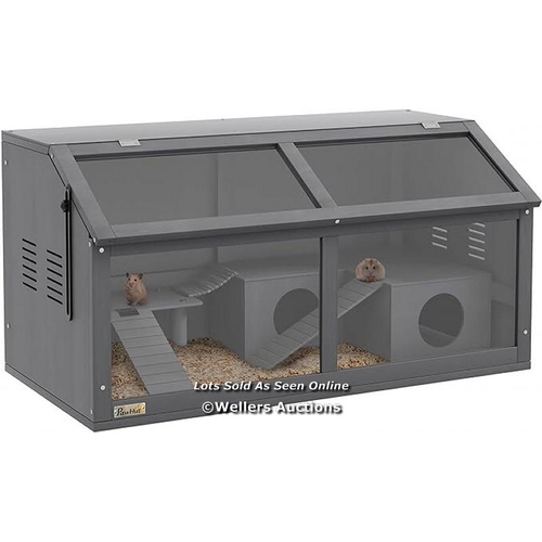 8271 - RRP: 79.99 - PAWHUT WOODEN HAMSTER CAGE, GERBIL CAGE FOR SYRIAN HAMSTER WITH EXERCISE PLAY HOUSE, OP... 