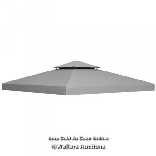 8288 - RRP: 49.99 - OUTSUNNY 3(M) GAZEBO TOP COVER DOUBLE TIER CANOPY REPLACEMENT PAVILION ROOF LIGHT GREY ... 