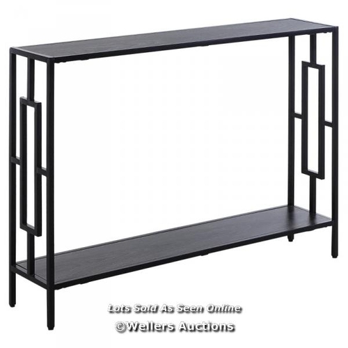 8296 - RRP: 79.99 - INDUSTRIAL CONSOLE TABLE WITH STORAGE SHELF, NARROW HALLWAY DRESSING DESK WITH METAL FR... 