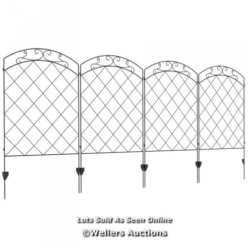 8312 - RRP: 79.99 - OUTSUNNY STEEL DECORATIVE SWIRLS OUTDOOR PICKET FENCE PANELS SET OF 4, BLACK / PLEASE N... 