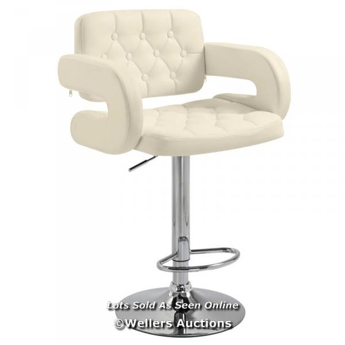 8324 - RRP: 89.99 - PU LEATHER UPHOLSTERED SWIVEL BAR STOOL, HEIGHT ADJUSTABLE BARSTOOL WITH BACK, ARMREST,... 