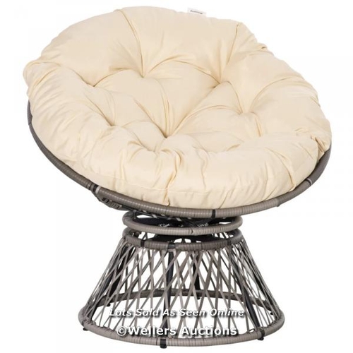 8328 - RRP: 149.99 - OUTSUNNY 360� SWIVEL RATTAN MOON BOWL CHAIR ROUND LOUNGE GARDEN WICKER BASKET SEAT WIT... 