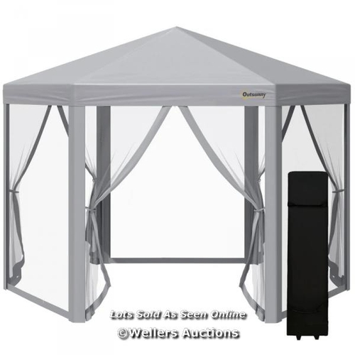 8344 - RRP: 259.99 - OUTSUNNY 3 X 3(M) POP UP GAZEBO HEXAGONAL FOLDABLE CANOPY TENT OUTDOOR EVENT SHELTER W... 