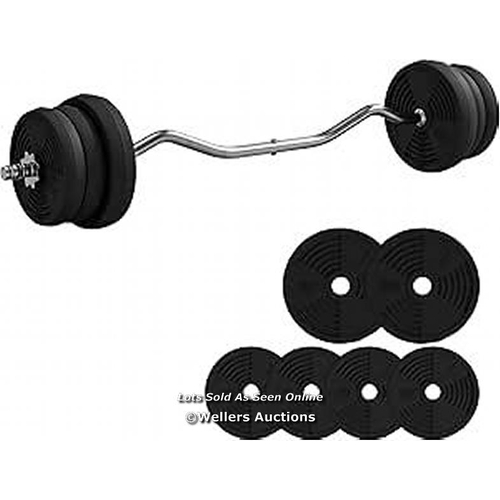 8351 - RRP: 49.99 - SPORTNOW 25KG BARBELL WEIGHTS SET, ADJUSTABLE GYM WEIGHTS UP TO 80KG WITH CURL BAR AND ... 