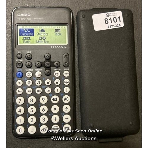 8101 - CASIO FX-83GTCW BLACK SCIENTIFIC CALCULATOR / MINIMAL SIGNS OF USE / POWERS UP / SEE IMAGES