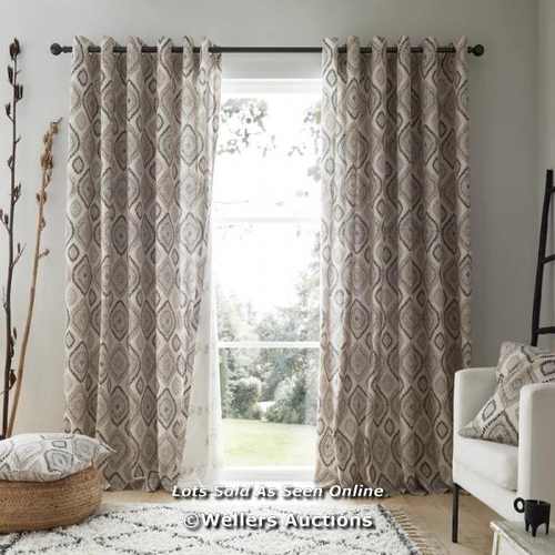 8540 - RRP: 55.99 - PINEAPPLE ELEPHANT ZIRI GEO LINED EYELET CURTAINS / SIZE PER PANEL: 229 W X 229 D CM, C... 