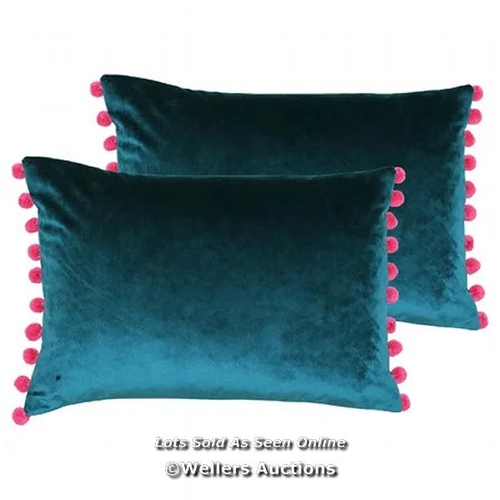 8733 - RRP: 29.99 - PAOLETTI  FIESTA CUSHION WITH FILLING / COLOUR: TEAL/BERRY / PLEASE NOTE - INTERNET STO... 