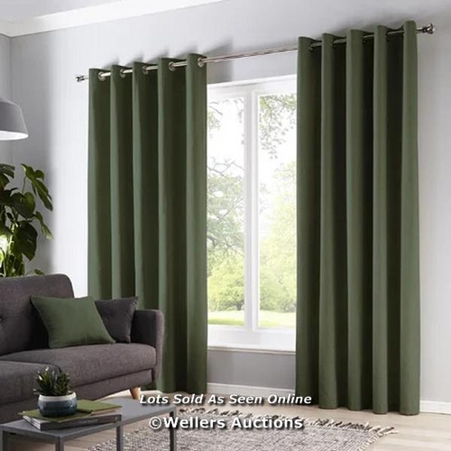 8745 - RRP: 35 - FUSION EYELET ROOM DARKENING CURTAIN / PANEL SIZE: WIDTH 168 X DROP 229 CM, COLOUR: BOTTLE... 