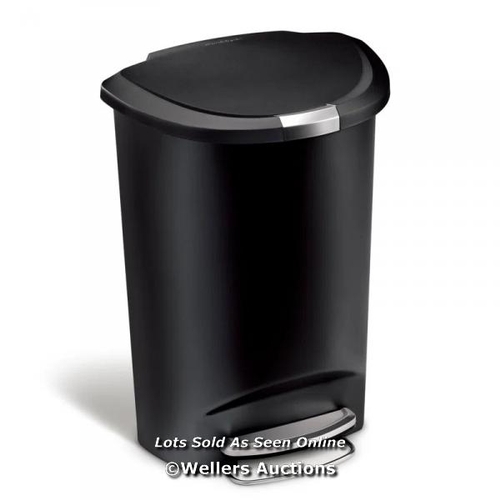 8536 - RRP: 49.95 - SIMPLEHUMAN SIMPLEHUMAN 50L PLASTIC SEMI-ROUND PEDAL BIN / COLOUR: GREY  / PLEASE NOTE ... 