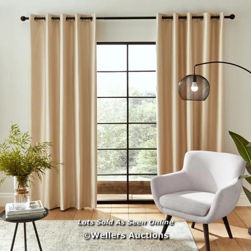 8720 - RRP: 19.99 - CATHERINE LANSFIELD FAUX SILK BLACKOUT THERMAL INSULATING EYELET CURTAINS / PANEL SIZE:... 