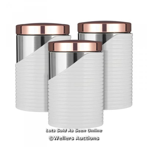 8728 - RRP: 26.68 - TOWER TOWER LINEAR T826001RW SET OF 3 CANISTERS WITH AIR TIGHT LID AND POLISHED STAINLE... 