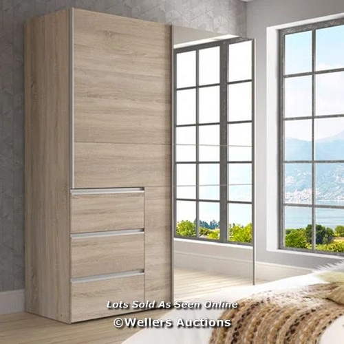 8799 - RRP: 399.99 - 17 STORIES SCHIEBESCHRANK KAVALLI, 2-TüRIG / FINISH: SONOMA OAK / COMES IN THREE BOXES... 