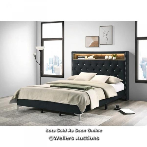 8809 - RRP: 283.99 - EUHOMEDESIGN JAVAN BED / COLOUR: BLACK, SIZE: DOUBLE (4'6) / PLEASE NOTE - INTERNET ST... 