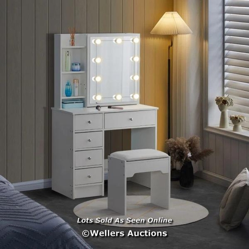 8678 - RRP: 192.99 - BRAYDEN STUDIO SOUMARE DRESSING TABLE SET WITH MIRROR / COMES IN THREE BOXES / PLEASE ... 