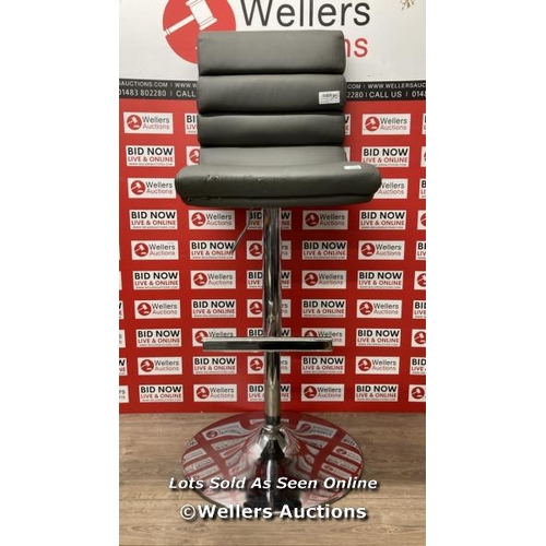 2255 - GREY GASLIFT BAR STOOL / SIGNS OF USE / BOLTS TO ATTACHED SEAT TO BASE ARE INCLUSES (SEE IMAGES) / P... 