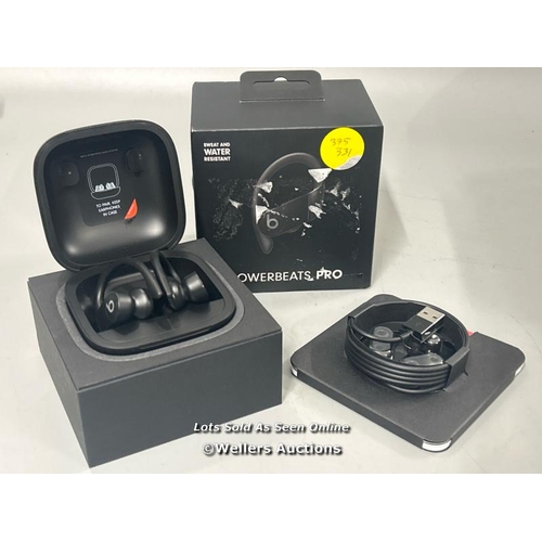 2267 - POWERBEATS PRO /TOTALLY WIRELESS EARPHONES / BLACK / MY582ZM/A / POWERS UP & CONNECTS VIA BLUETOOTH ... 