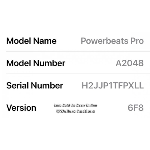 2267 - POWERBEATS PRO /TOTALLY WIRELESS EARPHONES / BLACK / MY582ZM/A / POWERS UP & CONNECTS VIA BLUETOOTH ... 