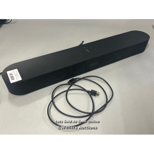 2280 - SONOS BEAM GEN 2 SOUNDBAR BLACK / POWERS UP & CONNECTS VIA SONOS APP WITH SOUND / SIGNS OF USE / WIT... 