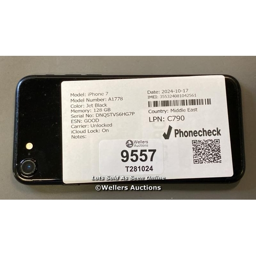 8026 - APPLE IPHONE 7/ A1778/ 128GB/ I-CLOUD LOCKED / IMEI 355324081042561 - SCREEN DAMAGED