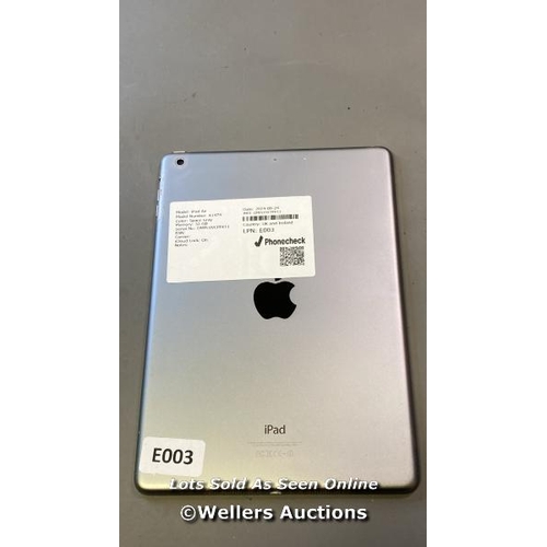 8030 - APPLE IPAD AIR / A1474 32GB ICLOUD LOCK: ON IMEI: DMPLVVCPFK11 /