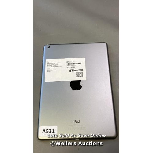 8032 - APPLE IPAD AIR / A1474 16GB ICLOUD LOCK: ON IMEI: DMVN3APLFK10 /