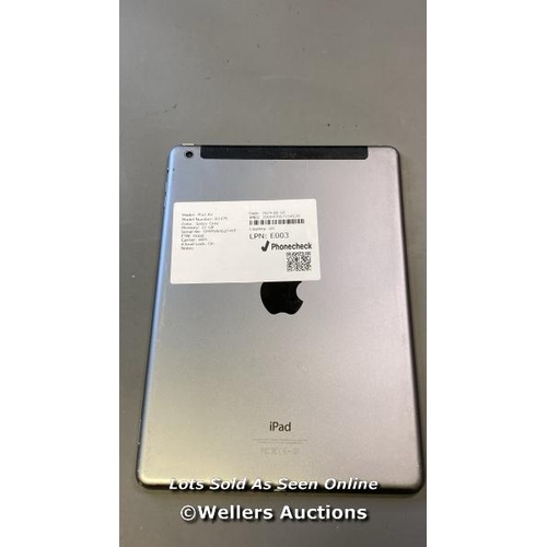 8035 - APPLE IPAD AIR / A1475 32GB ICLOUD LOCK: ON IMEI: 358847057154520 /