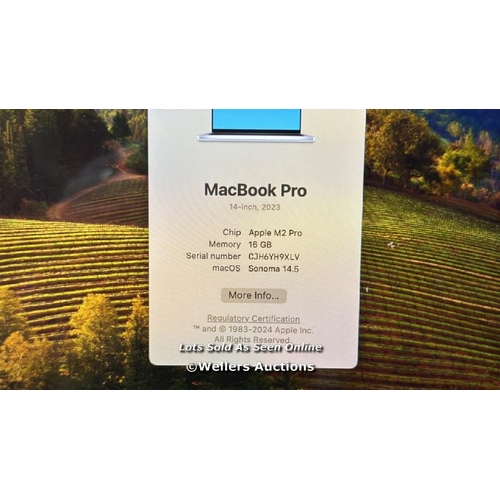 8064 - APPLE MACBOOK PRO / APPLE M2 PRO CHIP 12-CORE CPU / 19-CORE GPU / 1TB SSD / 14 INCH / IN VERY GOOD C... 