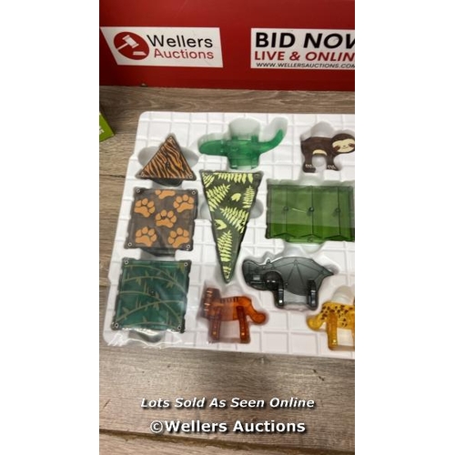 7036 - MAGNA-TILES JUNGLE ANIMALS 25-PIECE SET - 3D MAGNETIC BUILDING TILES, CLEAR COLORS / MINIMAL SIGNS O... 