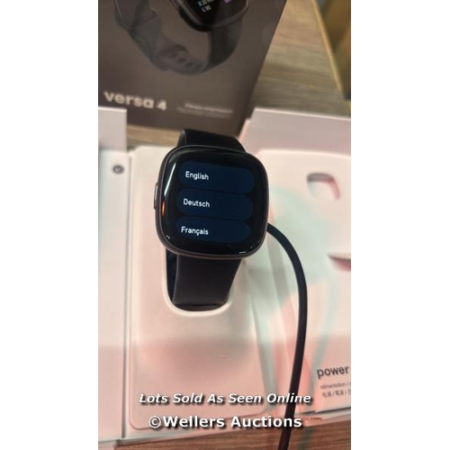 8072 - FITBIT VERSA 4 BLACK FITNESS TRACKER WATCH / POWERS UP / MINIMAL SIGNS OF USE / F18