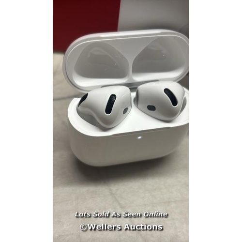 8075 - APPLE AIRPODS 4TH GEN / MXP63ZM/A / POWERS UP, APPEARS NEW OPEN BOX / F18