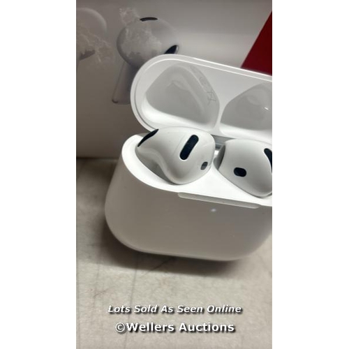 8081 - APPLE AIRPODS 4TH GEN / MXP63ZM/A / CONNECTS TO BT, PLAYS MUSIC / POWERS UP / MINIMAL SIGNS OF USE /... 