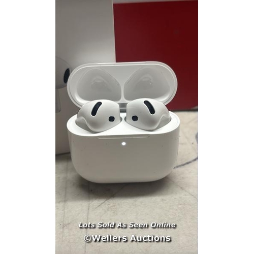 8082 - APPLE AIRPODS 4TH GEN / MXP63ZM/A / CONNECTS TO BT, PLAYS MUSIC / POWERS UP / MINIMAL SIGNS OF USE /... 